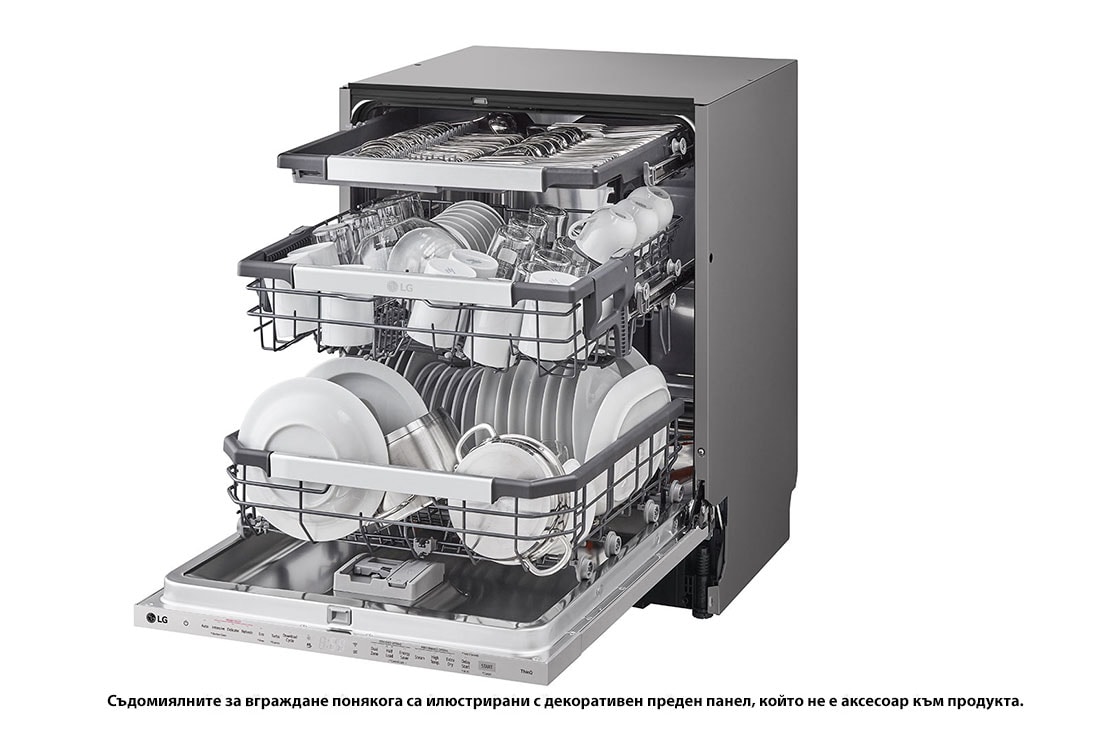 LG QuadWash™ Съдомиялна за вграждане с пара TrueSteam™ технология, Авт. отваряне на вратата, 14 комплекта съдове, ThinQ™ WiFi, Изглед от дясна страна, DB476TXS, thumbnail 12