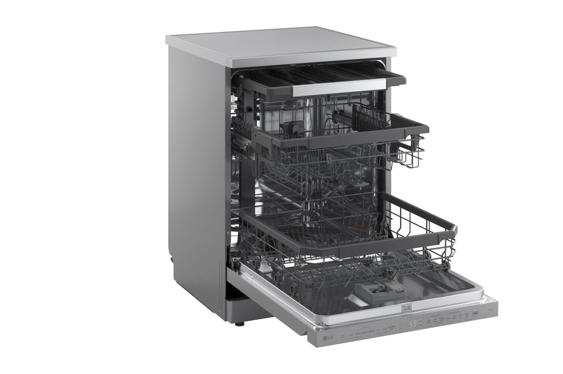 LG QuadWash™ Съдомиялна с пара TrueSteam™ технология, Авт. отваряне на вратата, 14 комплекта съдове, ThinQ™ WiFi, right side open, DF587HVS, thumbnail 10