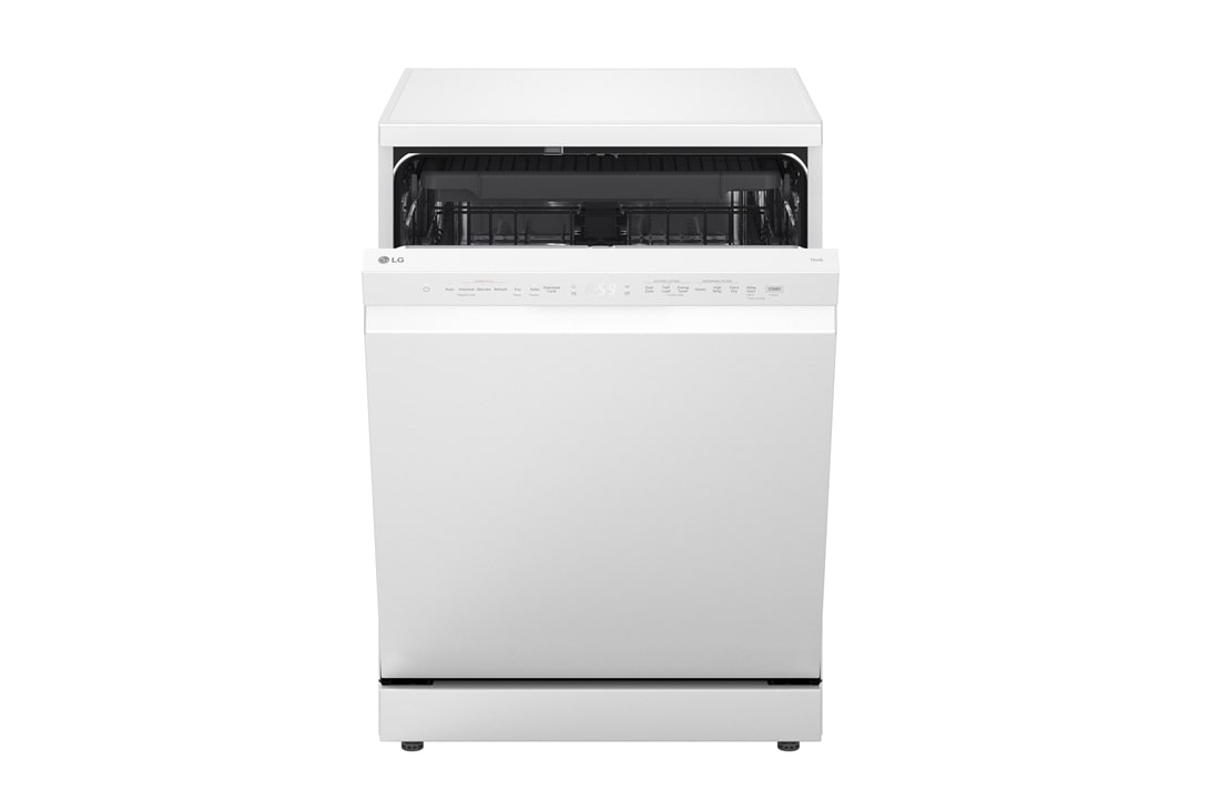 LG QuadWash™ Съдомиялна с пара TrueSteam™ технология, Авт. отваряне на вратата, 14 комплекта съдове, ThinQ™ WiFi, Предна горна врата, отворена с изглед към храната, DF273FWS, thumbnail 4