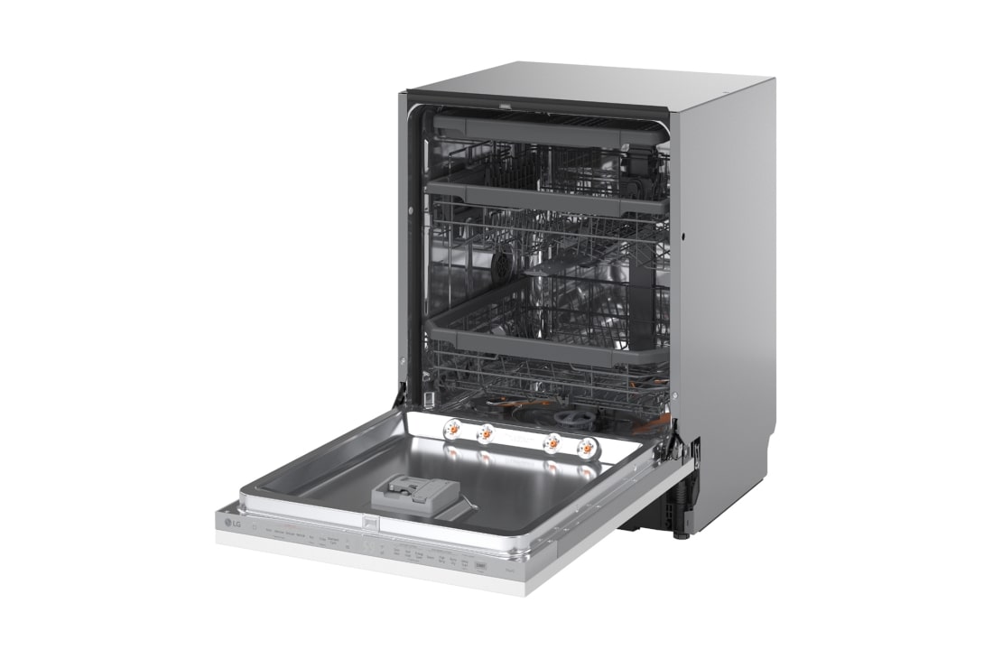 LG QuadWash™ Съдомиялна за вграждане с пара TrueSteam™ технология, Авт. отваряне на вратата, 14 комплекта съдове, ThinQ™ WiFi, Перспективен изглед отгоре, DB375TXS, thumbnail 13