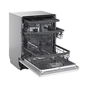 LG QuadWash™ Съдомиялна за вграждане с пара TrueSteam™ технология, Авт. отваряне на вратата, 14 комплекта съдове, ThinQ™ WiFi, Перспективен изглед от ляво, DB375TXS, thumbnail 10