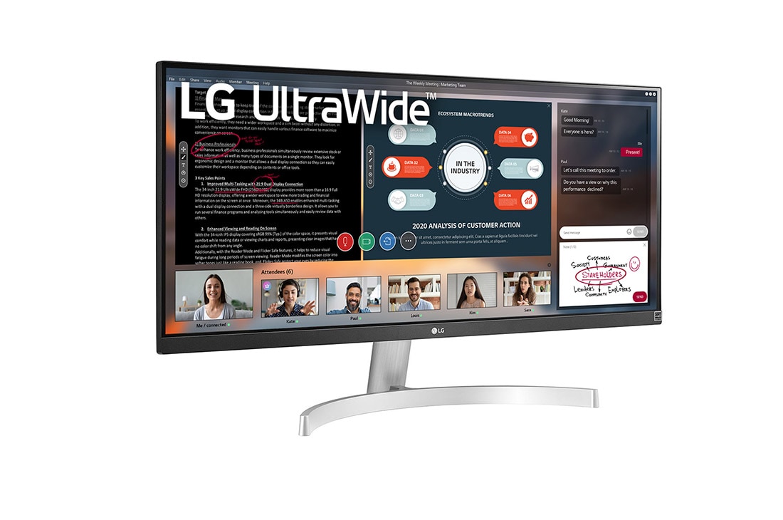 LG 29'' UltraWide™ Full HD (2560x1080) HDR IPS монитор, изглед отстрани под ъгъл +15 градуса, 29WN600-W, thumbnail 3