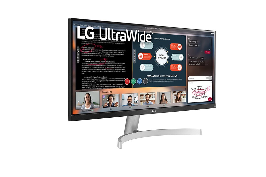 LG 29'' UltraWide™ Full HD (2560x1080) HDR IPS монитор, Изглед в перспектива, 29WN600-W, thumbnail 4