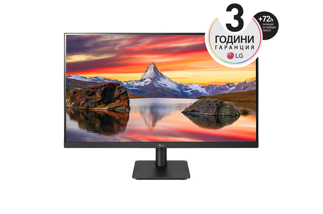 LG 27'' IPS Full HD монитор с буквално безграничен дизайн от 3-те страни, изглед отпред, 27MP400-B