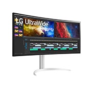 LG 37,5'' 21:9 извит UltraWide™ QHD+ (3840x1600) монитор, Изглед в перспектива, 38WP85C-W, thumbnail 4