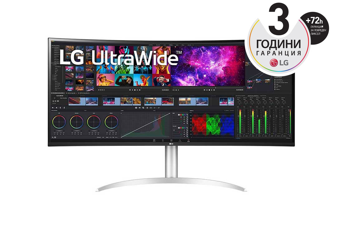 LG 39,7-инчов извит UltraWide™ 5K2K Nano IPS дисплей, изглед отпред, 40WP95C-W