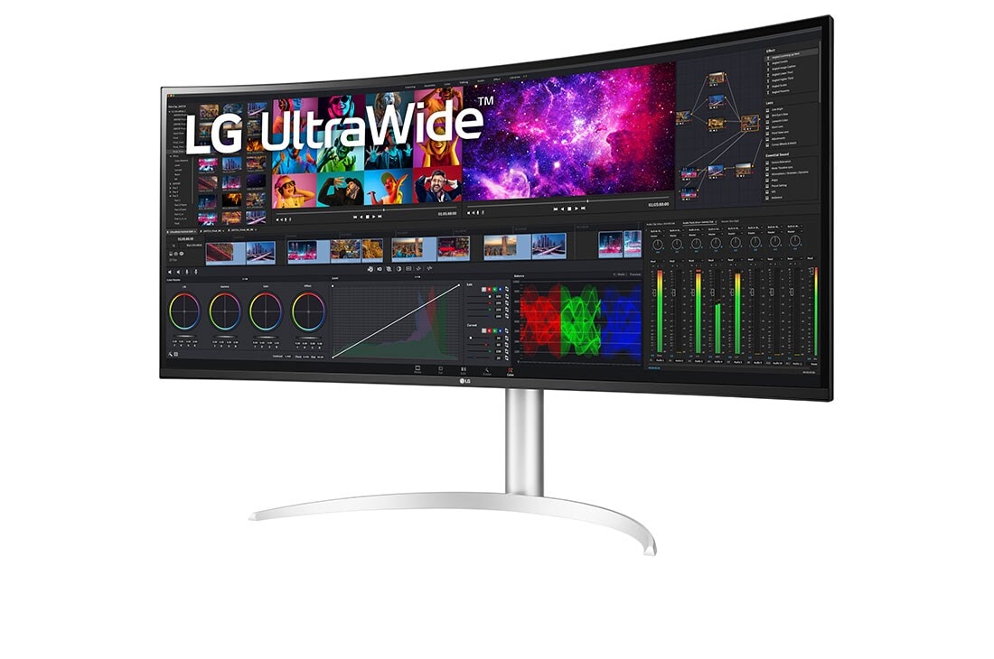 LG 39,7-инчов извит UltraWide™ 5K2K Nano IPS дисплей, изглед отстрани под ъгъл +15 градуса, 40WP95C-W, thumbnail 2