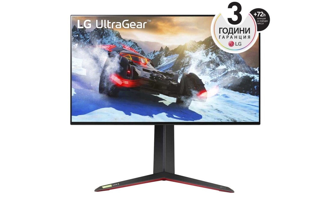 LG 27'' UHD 4K UltraGear™ Nano IPS 1ms (GtG) Gaming Монитор с VESA DSC, изглед отпред, 27GP95R-B