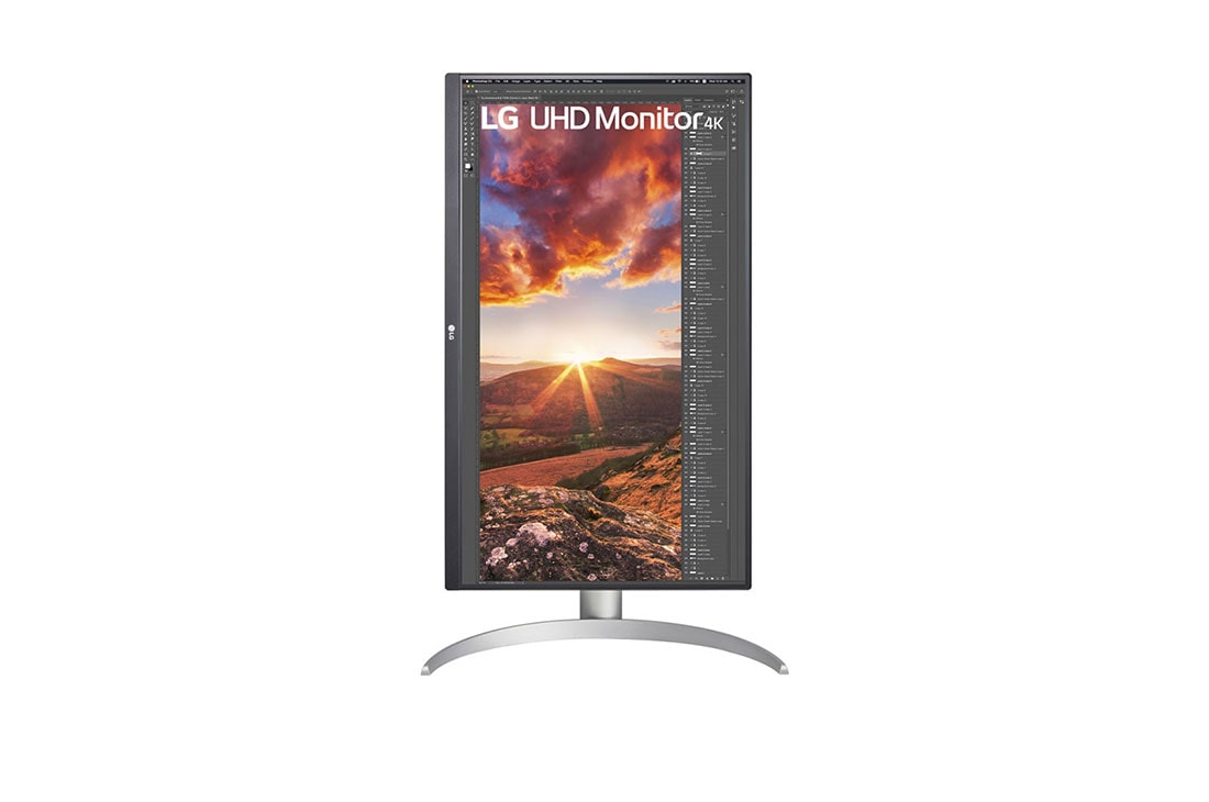 LG 27'' UHD 4K Монитор VESA DisplayHDR™ 400 и USB Type-C™, изглед отпред с дисплей, въртящ се на 90 градуса, в изглед „портрет“, 27UP850N-W, thumbnail 7