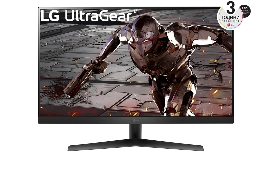 LG 31,5-инчов UltraGear™ Full HD монитор за игри с 165 Hz, MBR 1 ms, съвместим с NVIDIA® G-SYNC®, изглед отпред, 32GN50R-B