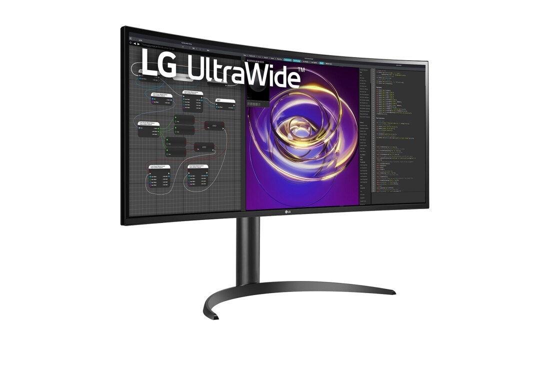 LG 34'' 21:9 извит UltraWide™ QHD (3440 x 1440) монитор, Изглед в перспектива, 34WP85CP-B, thumbnail 4