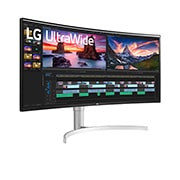 LG 38''  21:9  извит UltraWide™ QHD IPS Монитор c HDR 10, Изглед в перспектива, 38WN95CP-W, thumbnail 4