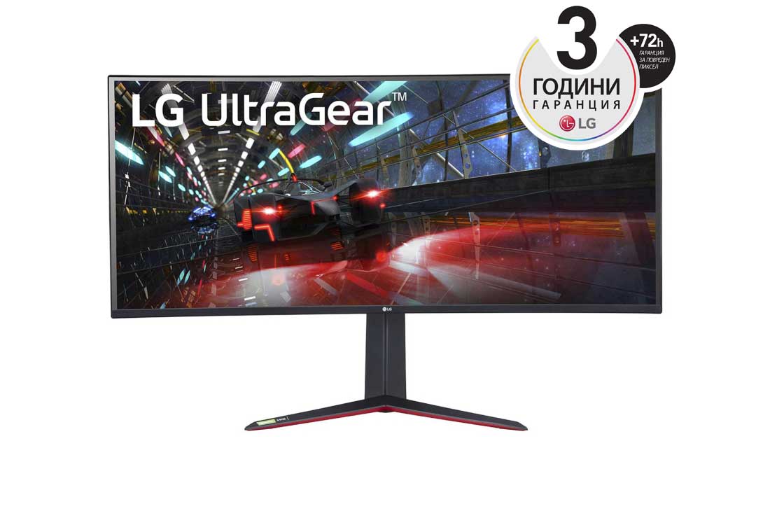 LG 37,5''  21:9  извит QHD Ultragear™ IPS Монитор за игри c HDR10, AMD FreeSync™ (Premium Pro) , изглед отпред, 38GN950P-B