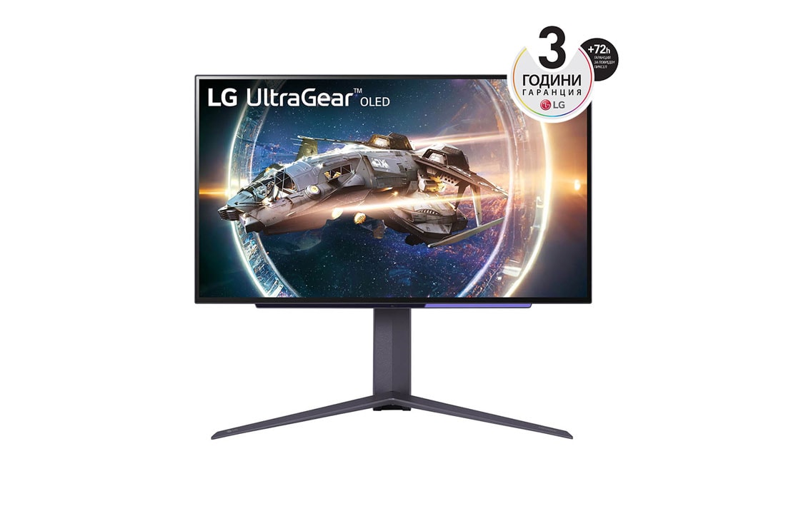 LG 27'' UltraGear™ OLED QHD Монитор c 240Hz Честота на кадрите и 0.03ms (GtG) Време за реакция, изглед отпред, 27GR95QE-B