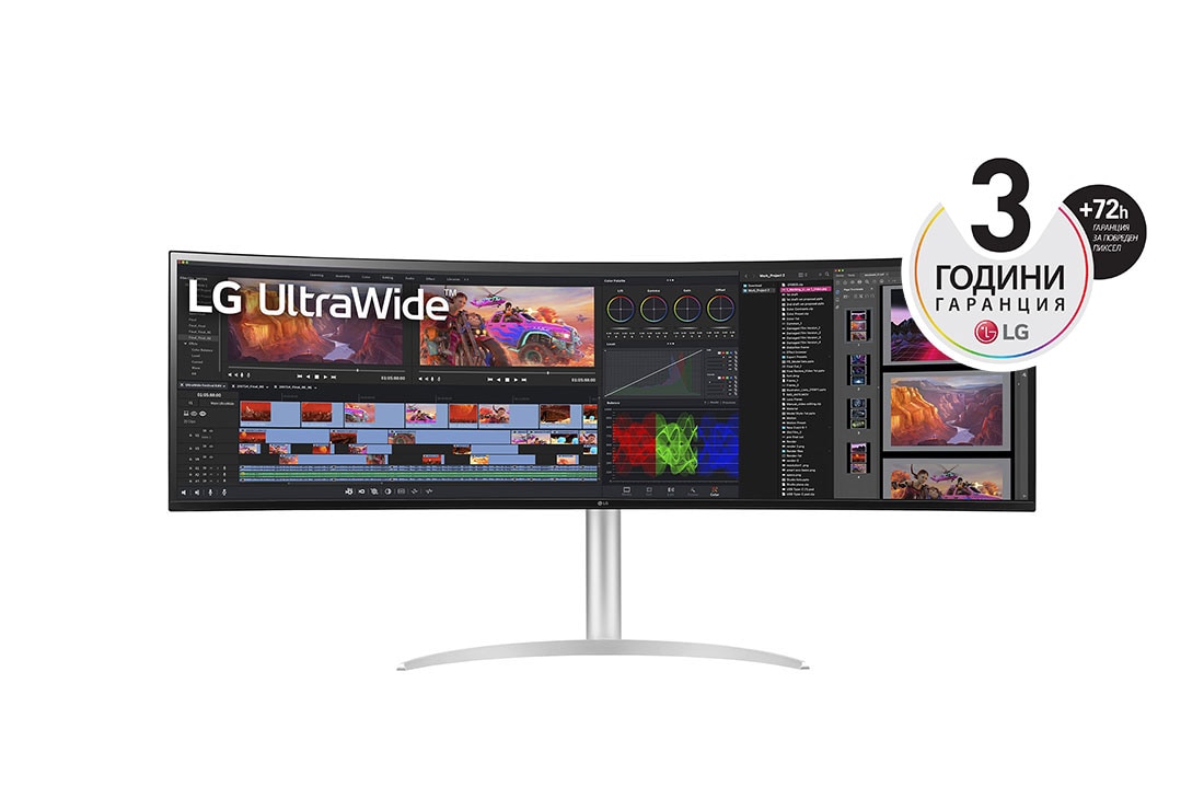 LG UltraWide™ Dual QHD монитор, изглед отпред, 49WQ95C-W