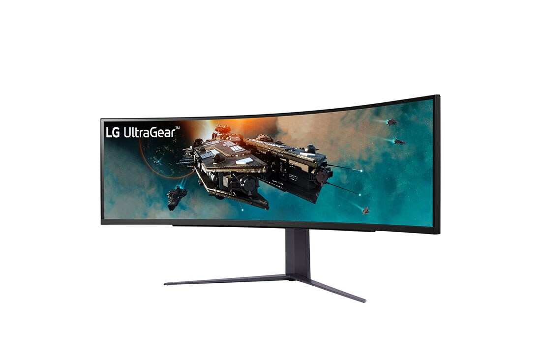 LG 49-инчов UltraGear™ 32:9 Dual QHD извит гейминг монитор с честота на опресняване 240 Hz, изглед отстрани под ъгъл +15 градуса, 49GR85DC-B, thumbnail 2