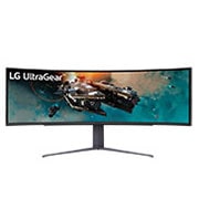 LG 49-инчов UltraGear™ 32:9 Dual QHD извит гейминг монитор с честота на опресняване 240 Hz, изглед отпред, 49GR85DC-B, thumbnail 1