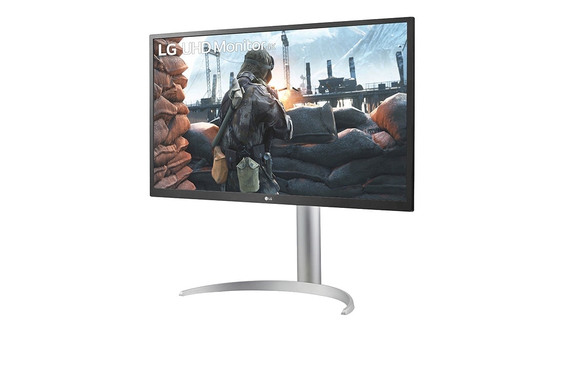 LG 27-инчов UtraFine™ 16:9 4K монитор , изглед отстрани под ъгъл +15 градуса, 27UP550P-W, thumbnail 2