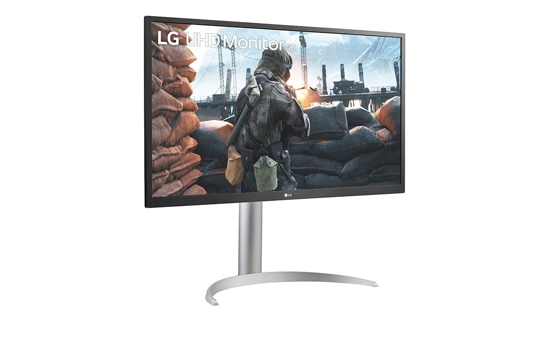LG 27-инчов UtraFine™ 16:9 4K монитор , изглед отстрани под ъгъл +15 градуса, 27UP550P-W, thumbnail 3