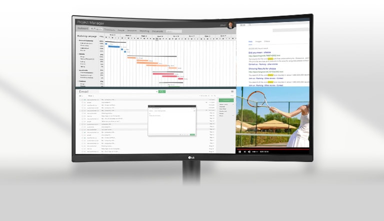 Анимацията показва, че на екрана може да се покаже повече съдържание едновременно благодарение на дисплея със съотношение на екрана 21:9.