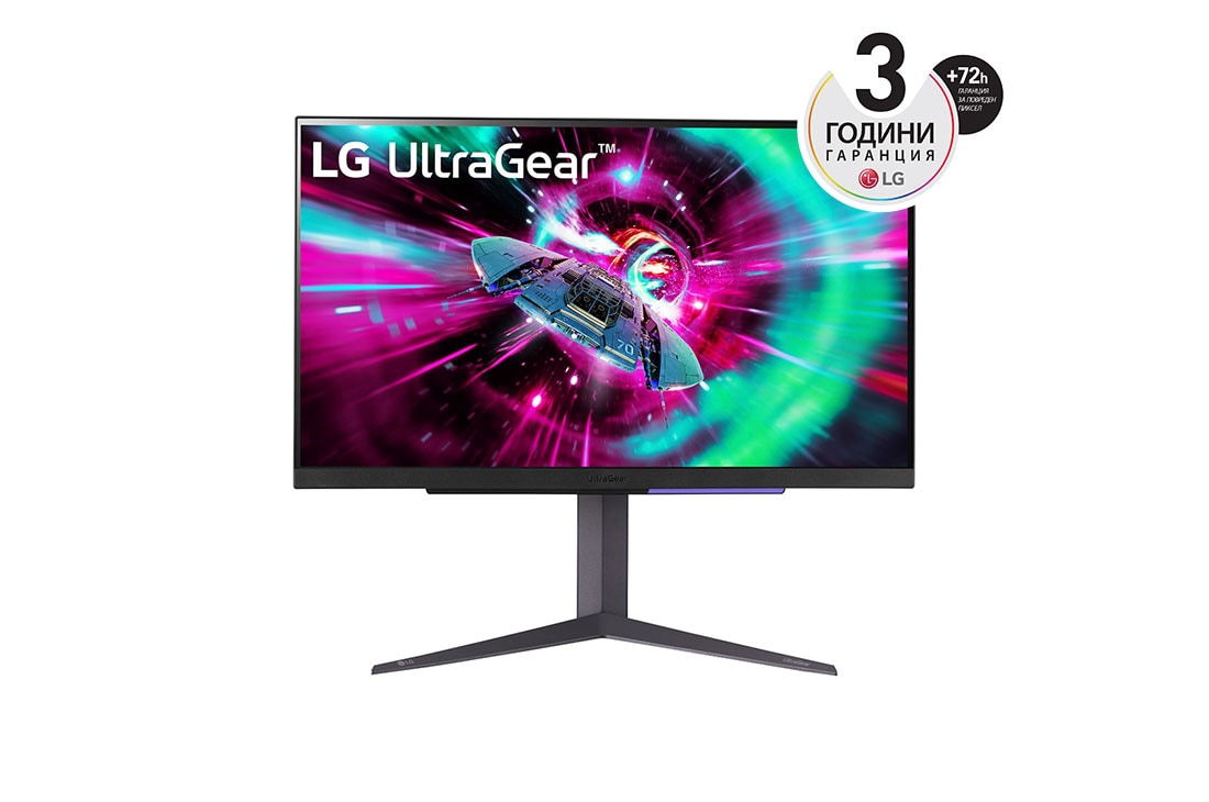 LG 27'' LG UltraGear™ 16:9 UHD монитор за игри със 144 Hz честота на опресняване, изглед отпред, 27GR93U-B