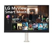 LG 32'' 16:9 съотношение на страните 4K UHD Smart Monitor с Ergo стойка и webOS платформа, изглед отпред - рамото на монитора е в центъра, 32SQ780S-W, thumbnail 2