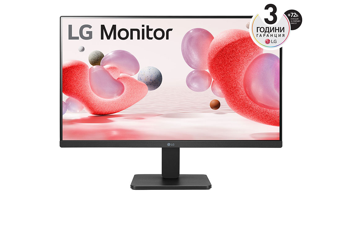 LG 24'' Full HD IPS монитор със 100 Hz честота на опресняване, изглед отпред, 24MR400-B