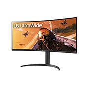 LG 34” UltraWide™ 21:9 извит VA монитор с 100 Hz честота на опресняване, изглед отстрани под ъгъл -15 градуса, 34WP75CP-B, thumbnail 2
