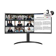 LG 34” UltraWide™ 21:9 извит VA монитор с 100 Hz честота на опресняване, изглед отпред, 34WR55QC-B, thumbnail 1