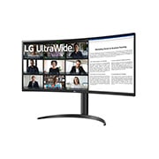 LG 34” UltraWide™ 21:9 извит VA монитор с 100 Hz честота на опресняване, изглед отстрани под ъгъл -15 градуса, 34WR55QC-B, thumbnail 2