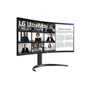 LG 34” UltraWide™ 21:9 извит VA монитор с 100 Hz честота на опресняване, изглед в перспектива, 34WR55QC-B, thumbnail 4