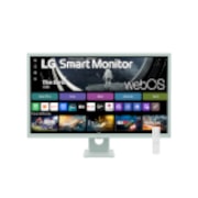 LG 32” 16:9 съотношение на страните Full HD IPS Smart монитор с webOS платформа, 32SR50F-G изглед отпред с дистанционно управление, 32SR50F-G, thumbnail 2