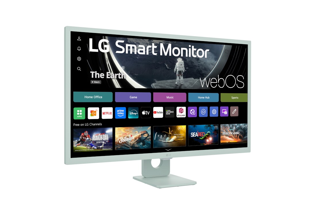 LG 32” 16:9 съотношение на страните Full HD IPS Smart монитор с webOS платформа, изглед отстрани под ъгъл +15 градуса, 32SR50F-G, thumbnail 4