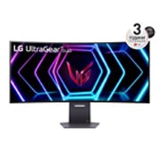 LG 39” UltraGear™ 21:9 QHD извит монитор за игри с честота на опресняване 240 Hz, изглед отпред, 39GS95QE-B, thumbnail 1