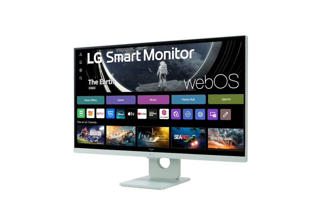 LG 27” 16:9 съотношение на страните Full HD IPS Smart монитор с webOS платформа, изглед отстрани под ъгъл -15 градуса, 27SR50F-G, thumbnail 3