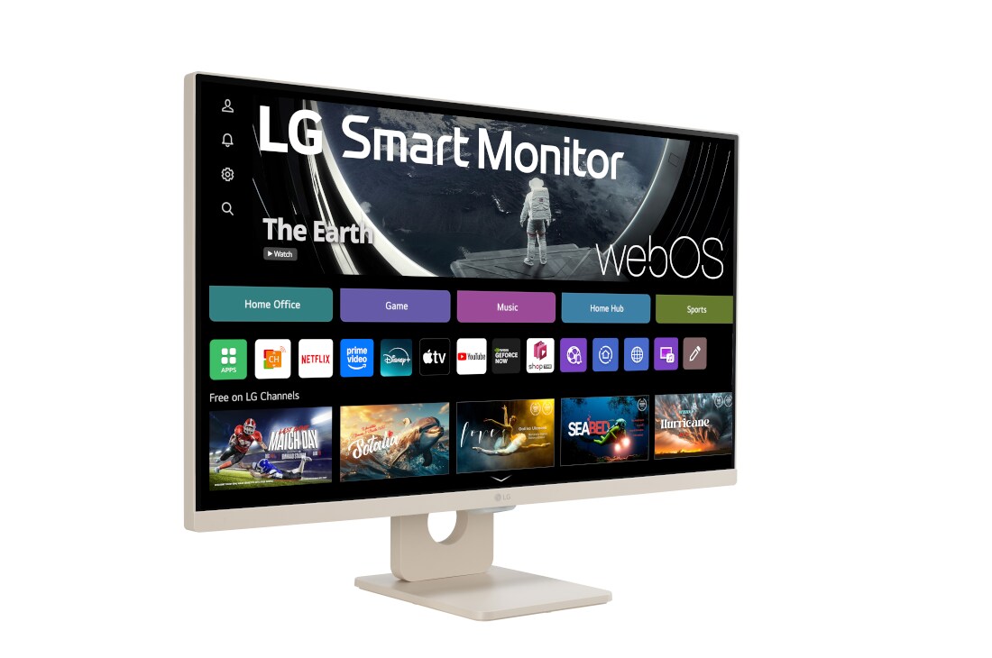 LG 27” 16:9 съотношение на страните Full HD IPS Smart монитор с webOS платформа, изглед в перспектива, 27SR50F-E, thumbnail 5