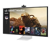 LG 43” 16:9 съотношение на страните 4K UHD IPS Smart монитор с webOS платформа, страничен изглед от -15 градуса с подвижна Full HD уеб камера, 43SQ700S-W, thumbnail 4