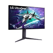 LG 27'' UltraGear™ 16:9 аспектно съотношение 4K UHD монитор за игри с до 160 Hz честота на опресняване, +15 градуса завъртян изглед отпред, 27GR95UM-B, thumbnail 3