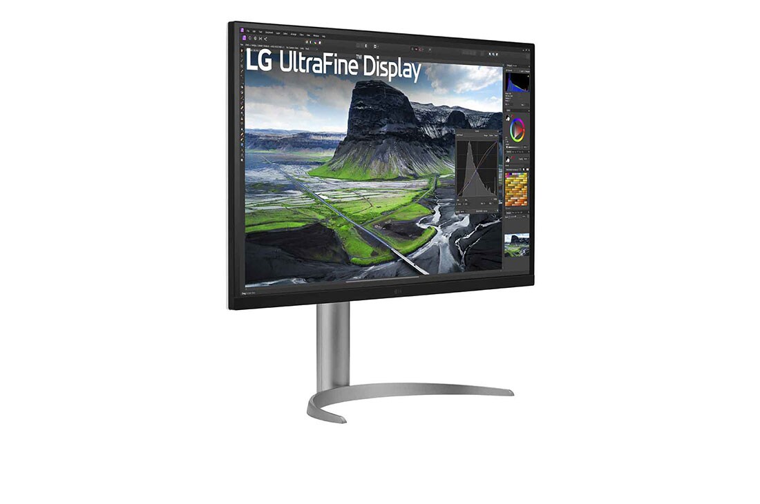 LG 32-инчов UHD 4K IPS дисплей с контрастно съотношение 2000:1, изглед в перспектива, 32UQ850V-W, thumbnail 4