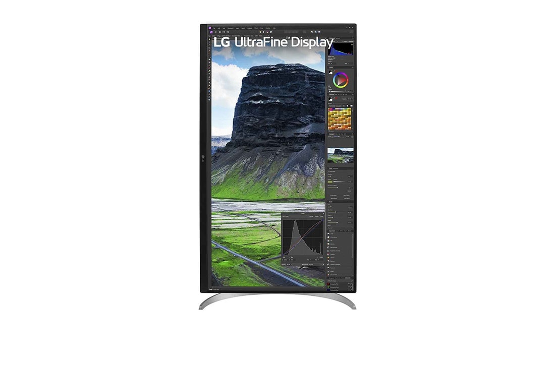 LG 32-инчов UHD 4K IPS дисплей с контрастно съотношение 2000:1, изглед отпред с дисплей, въртящ се на 90 градуса, в изглед „портрет“, 32UQ850V-W, thumbnail 7