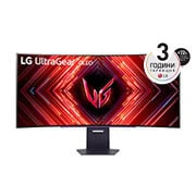 LG 45” UltraGear™ OLED 21:9 аспектно съотношение QHD извит монитор за игри с 240 Hz честота на опресняване, Изглед отпред, 45GS95QE-B, thumbnail 1