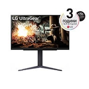 LG 27'' UltraGear™ IPS 16:9 аспектно съотношение QHD монитор за игри с 200 Hz честота на опресняване, изглед отпред, 27GS75Q-B, thumbnail 1