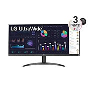 LG 34'' UltraWide™ IPS монитор със съотношение на страните 21:9 със 100 Hz честота на опресняване, изглед отпред, 34WQ500-B, thumbnail 1