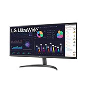LG 34'' UltraWide™ IPS монитор със съотношение на страните 21:9 със 100 Hz честота на опресняване, изглед отстрани под ъгъл -15 градуса, 34WQ500-B, thumbnail 2