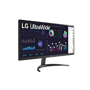 LG 34'' UltraWide™ IPS монитор със съотношение на страните 21:9 със 100 Hz честота на опресняване, изглед отстрани под ъгъл +45 градуса, 34WQ500-B, thumbnail 4