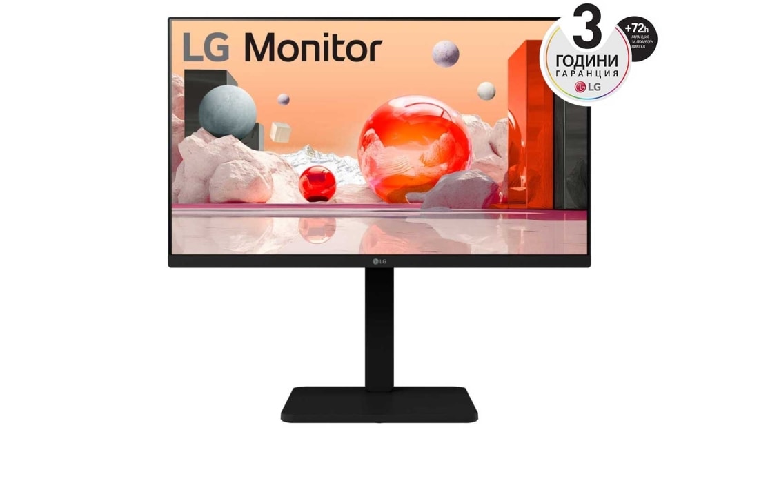 LG 24'' Full HD IPS монитор със 100 Hz честота на опресняване, изглед отпред, 24BA550-B
