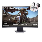 LG 32” UltraGear™ 16:9 QHD извит монитор за игри със 180 Hz честота на опресняване, изглед отпред, 32GS60QC-B, thumbnail 1