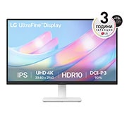 LG 27” UltraFine™ 16:9 аспектно съотношение 4K IPS монитор с честота на опресняване 60 Hz, изглед отпред, 27US500-W, thumbnail 1