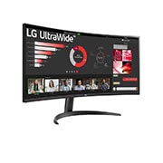 LG 34” UltraWide™ 21:9 извит VA монитор с 100 Hz честота на опресняване., изглед отстрани под ъгъл +30 градуса, 34WR50QK-B, thumbnail 4
