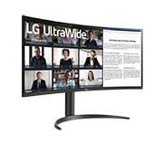 LG 34” UltraWide™ 21:9 извит VA монитор с 100 Hz честота на опресняване., изглед в перспектива, 34WR55QK-B, thumbnail 4